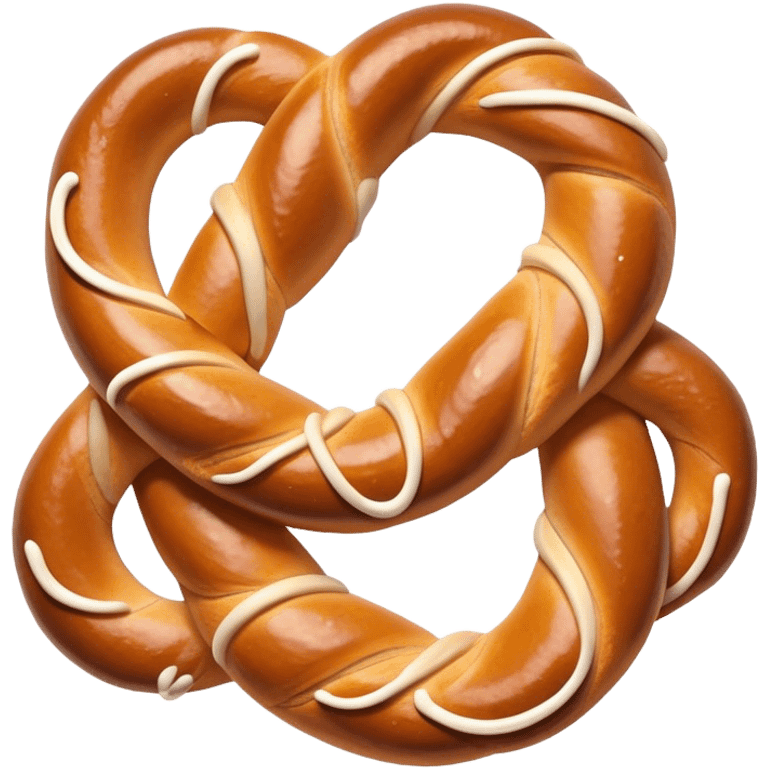 Cinematic Realistic Pretzels Dish Emoji, featuring freshly baked, twisted pretzels with a glossy, salted crust rendered with detailed textures and warm, appetizing lighting. emoji