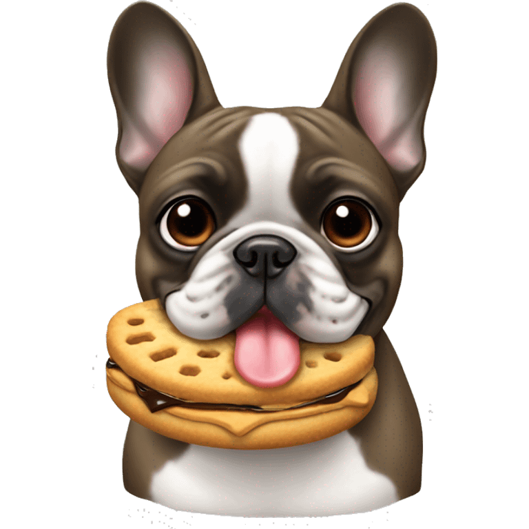 French bulldog eating a biscuit  emoji