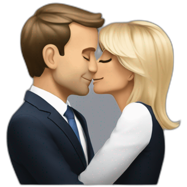 Emmanuel Macron kissing Brigitte macron emoji