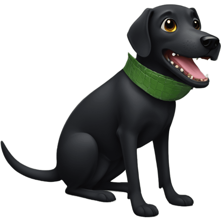 Black dog with alligator body in mouth emoji