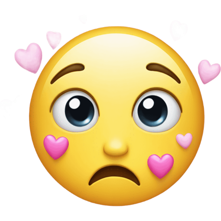 a cute emoji crying with some pino hearts emoji