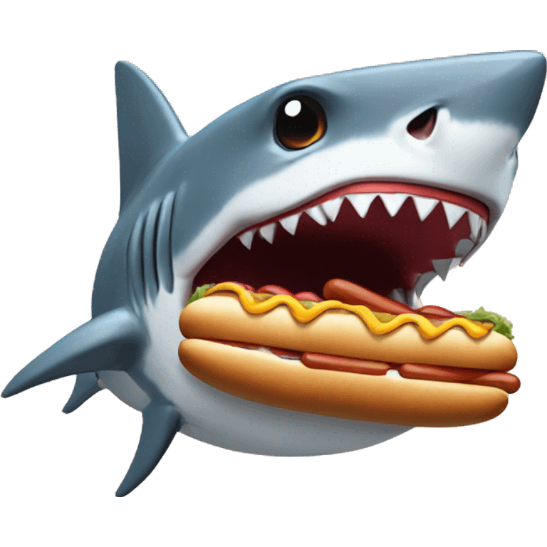 Shark eating a hot dog emoji