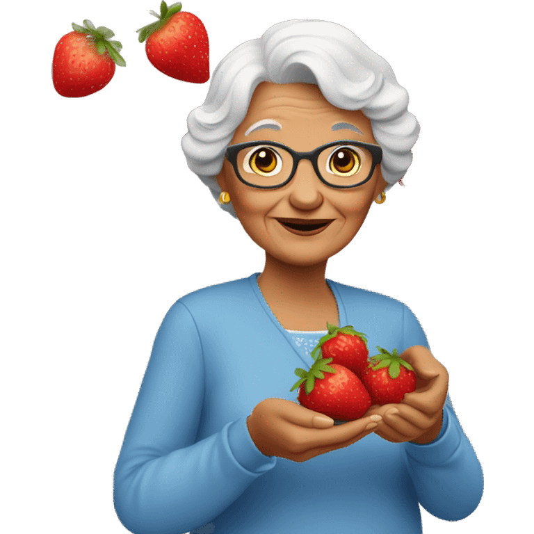 Grandma with strawberries in her hand  emoji