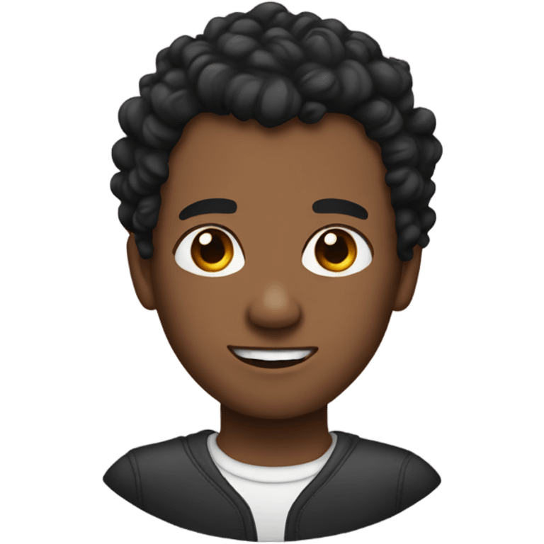 emoji with dark curly hair and shaved side burns emoji