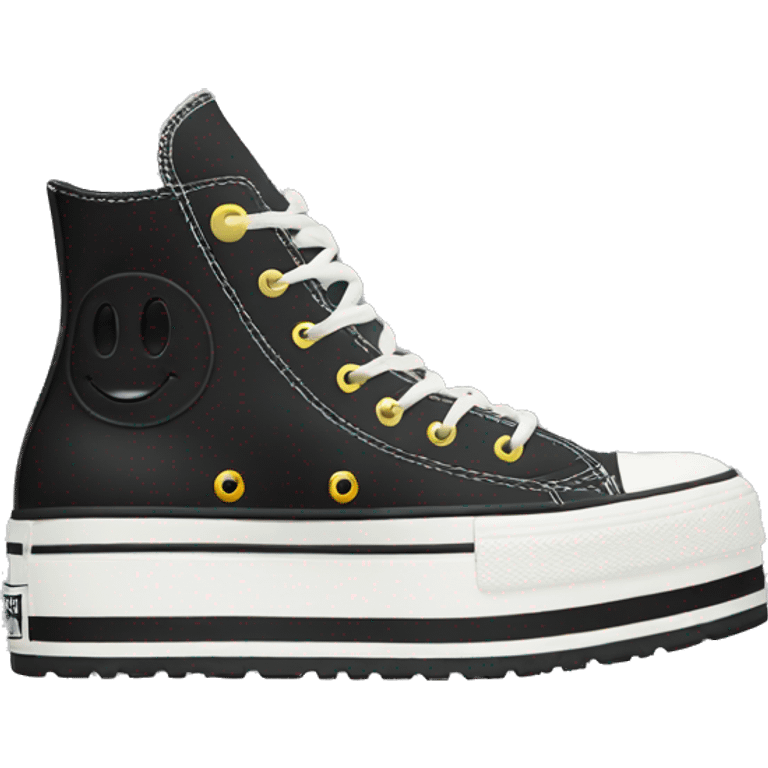 Black platform converse platform shoes hike  emoji