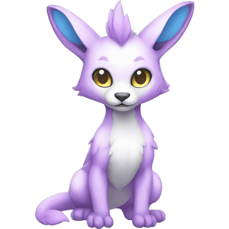 Cute cool white blue purple pink animal hybrid Fakemon full body emoji