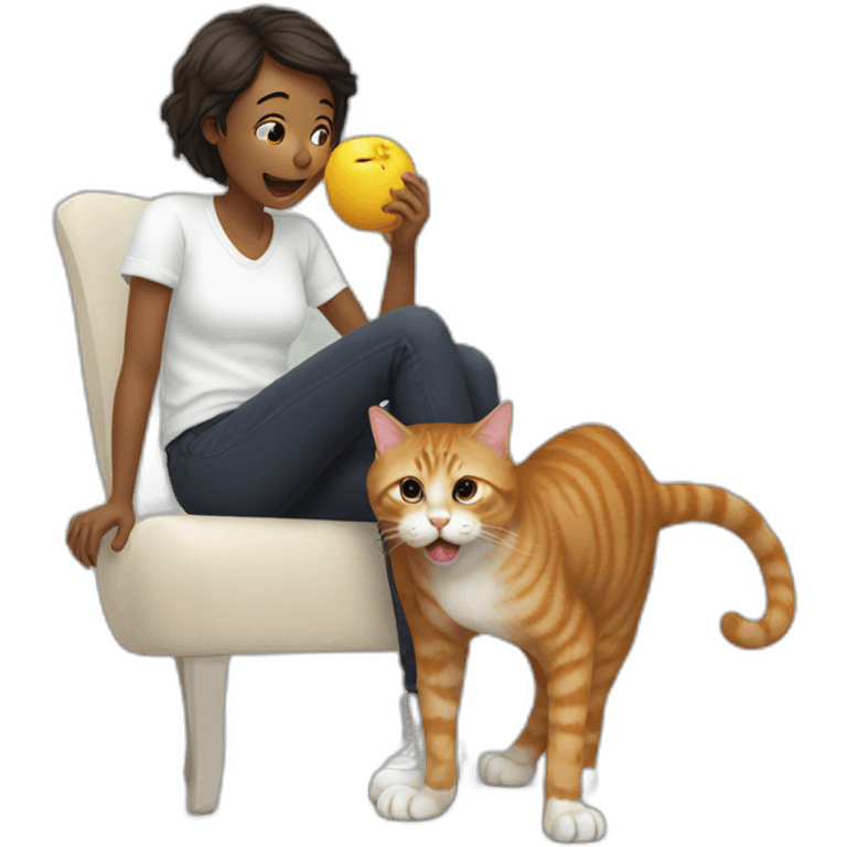 Cat licking owners leg emoji