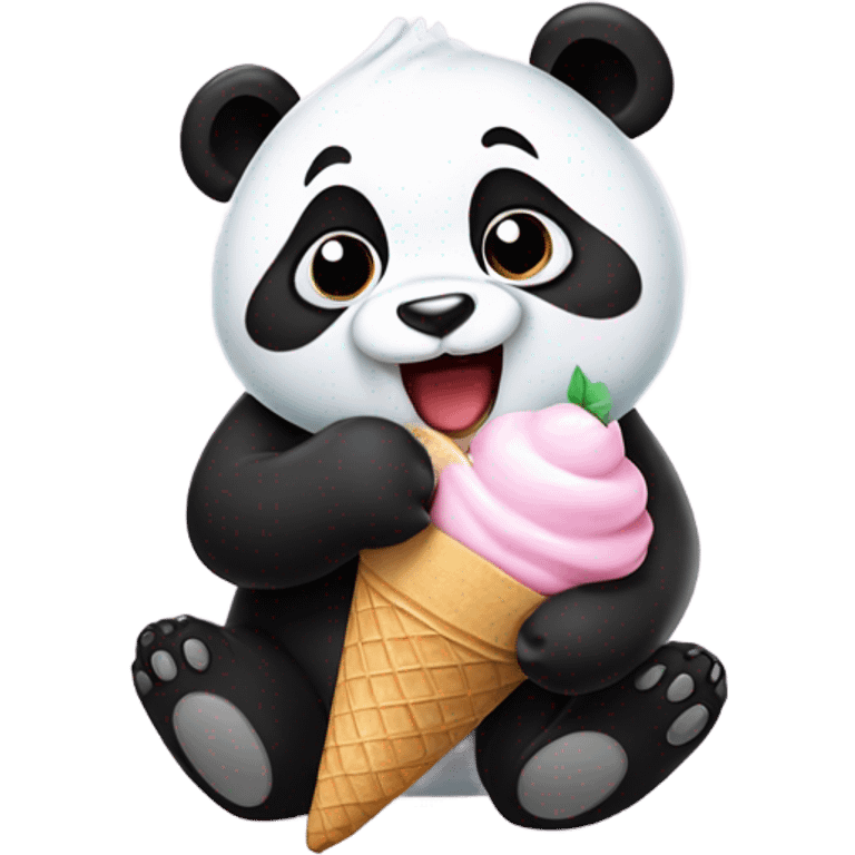 Panda eating ice cream emoji