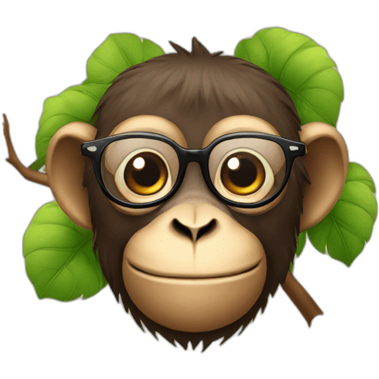 Monkey with glasses on tree emoji