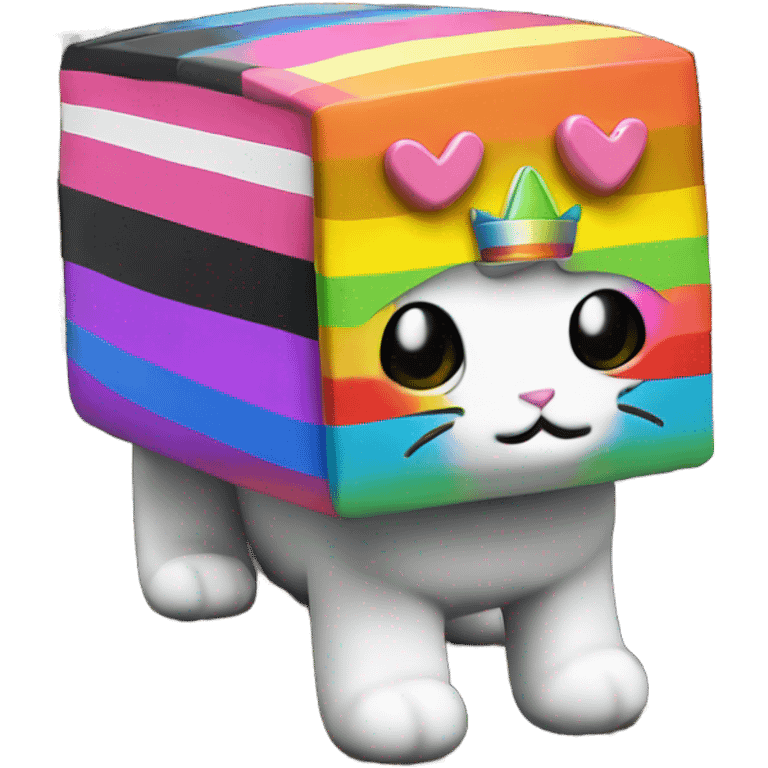 Nyan Cat King Full body  black and white with rainbow box covering it’s whole back emoji