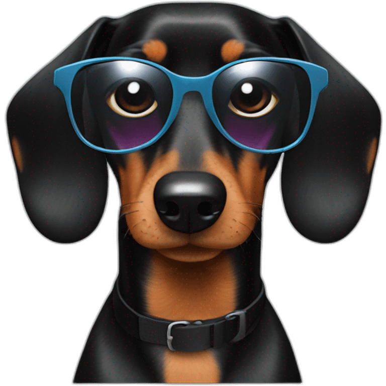 black dachshund in sunglasses head shot emoji