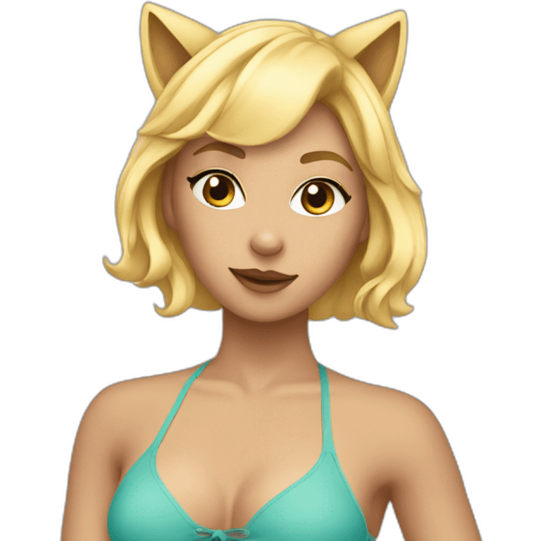 hot catgirl blonde swim suit emoji