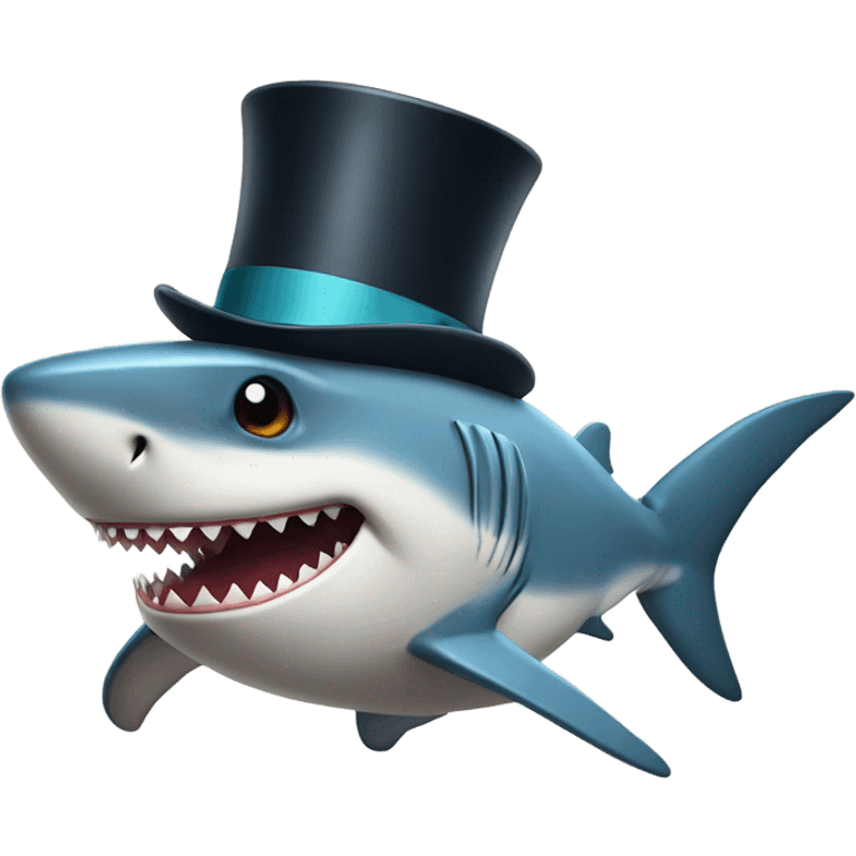 Shark with a top hat emoji