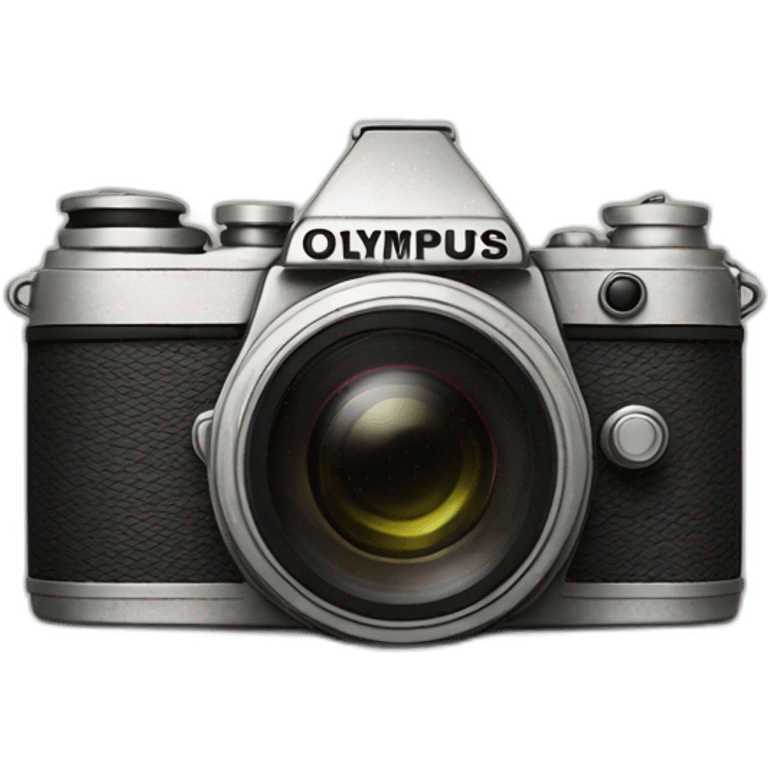 An Olympus film camera that sticks out of a concrete vase emoji