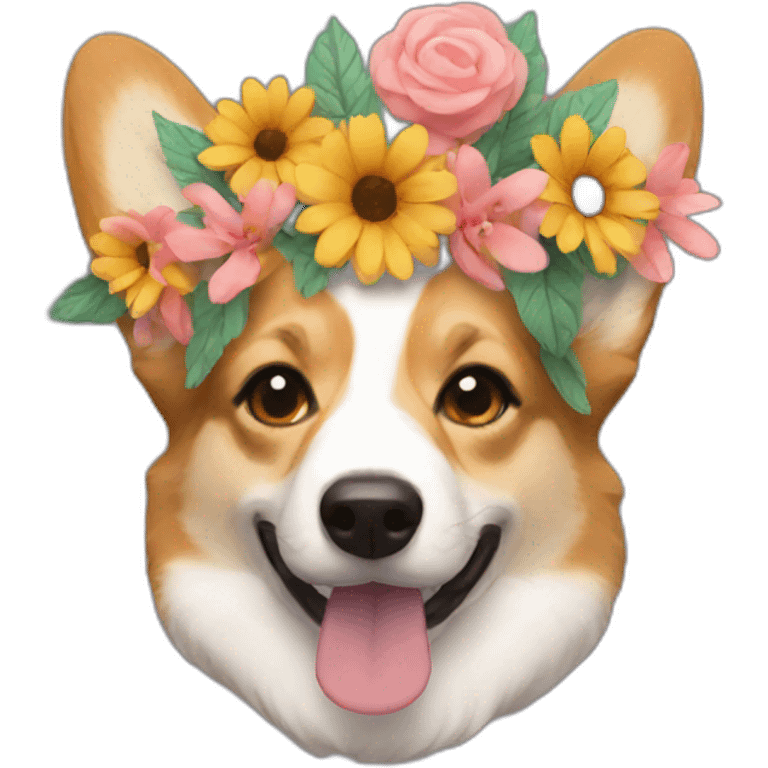 flower crown corgi emoji