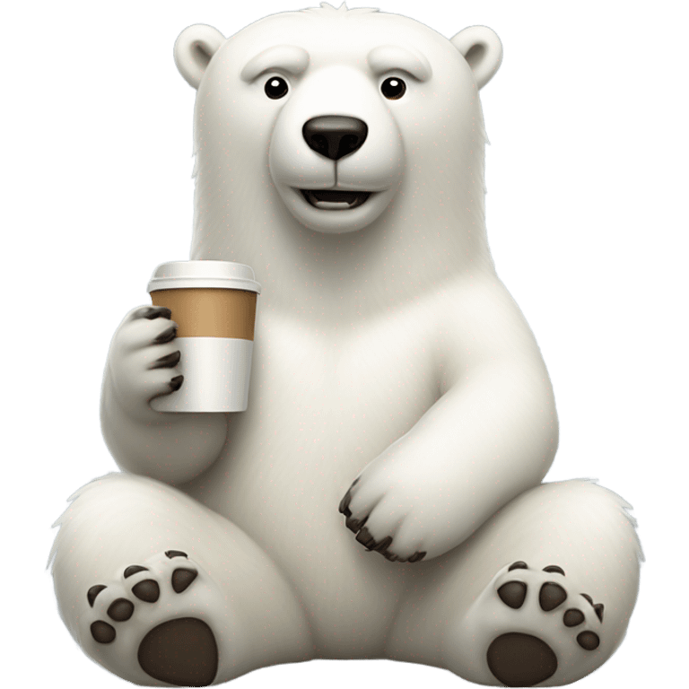 Full boudy polar bear drink coffee emoji