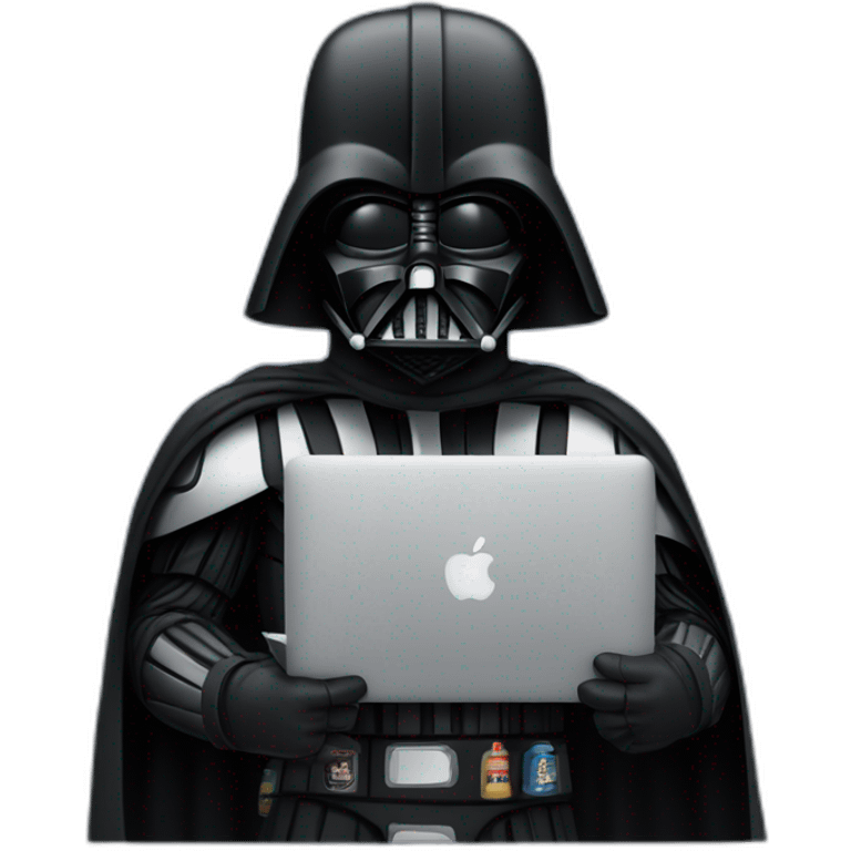 Dark vader holding a beer and a macbook emoji