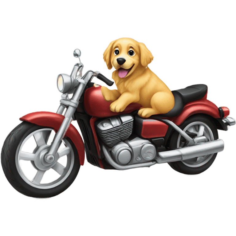 Golden retriever dog riding motorcycle  emoji