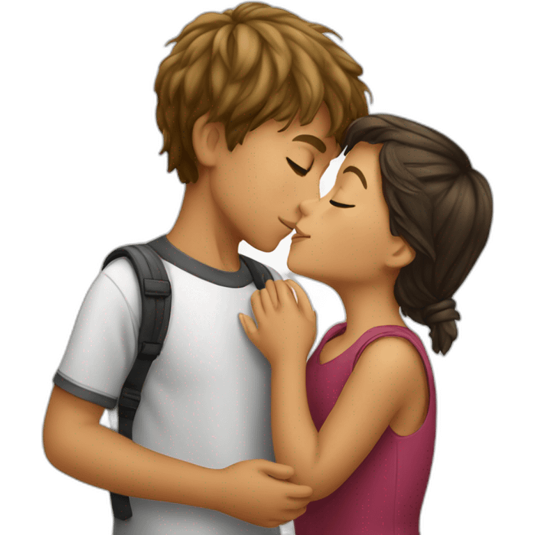 brazilian young boy with german young girl kiss emoji