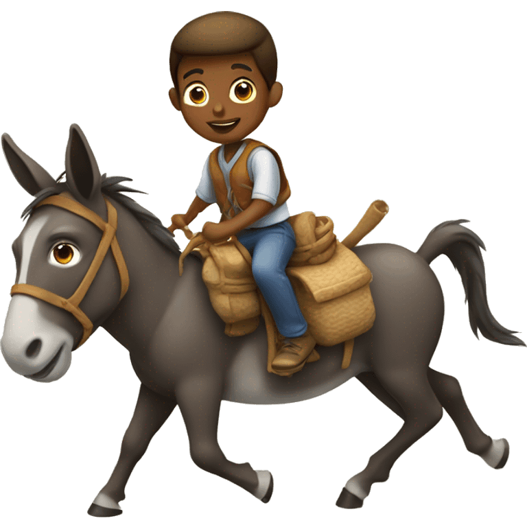 Boy riding donkey emoji