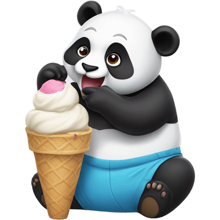 Panda eating ice cream emoji