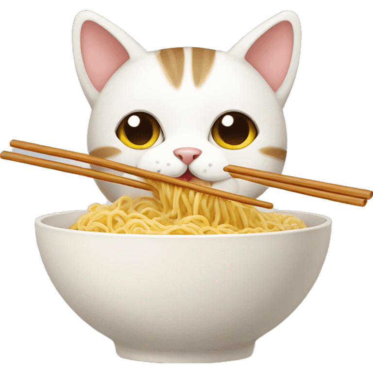 Cute cat eating noodles  emoji