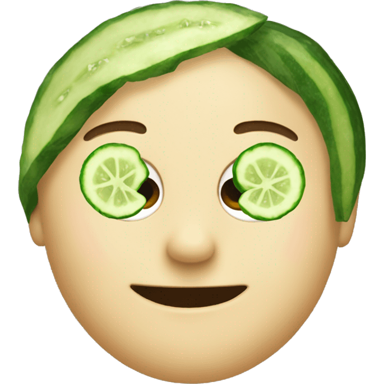 a standard emoji face with cucumber slices over its eyes like at a spa emoji