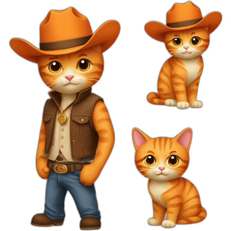 2 orange cats with cowboy hats emoji