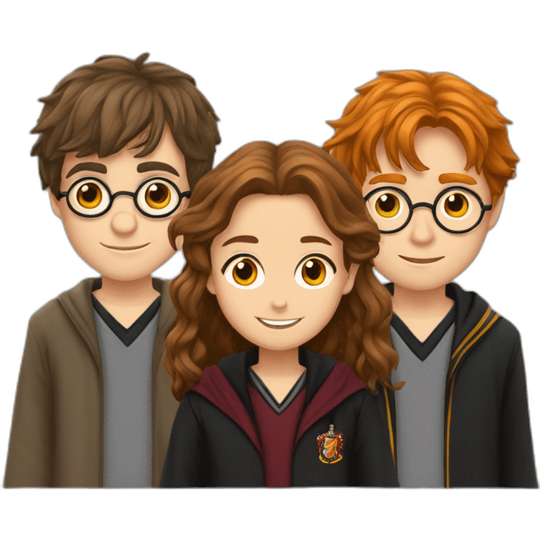 Harry Potter with Hermione Granger and Ron Weasley emoji