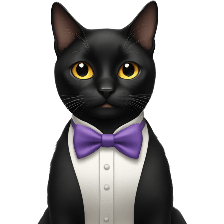 black cat wearing bow tie emoji