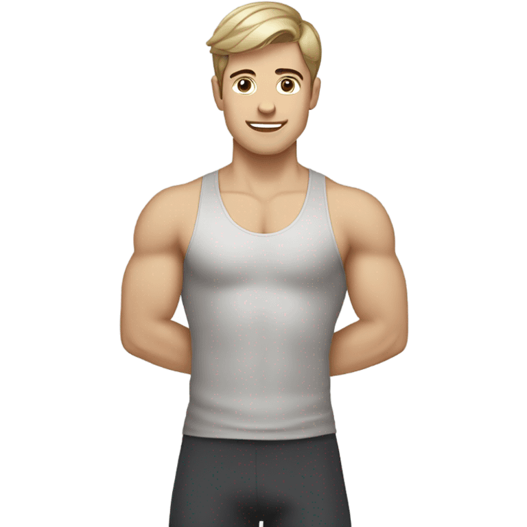 White brown hair no beard young male doing pilates emoji