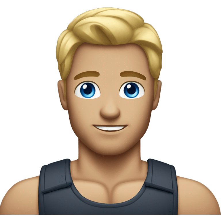 Dark Blonde blue eyed muscular man emoji