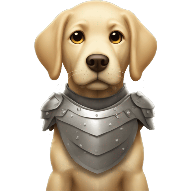 shaggy labrador-like dog in protective armor emoji