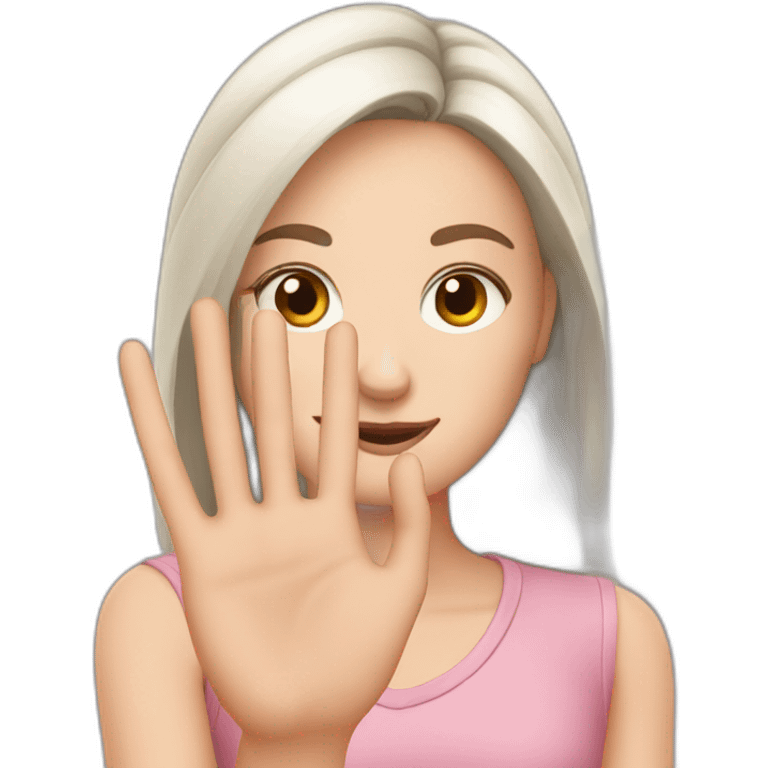 white girl showing three fingers on one hand emoji