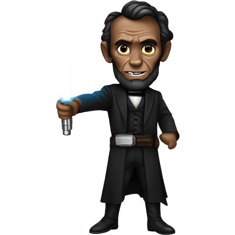 Abraham Lincoln as a Jedi with a blue lightsaber emoji