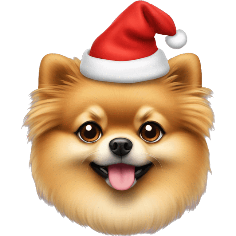 Pomeranian with christmas hat  emoji