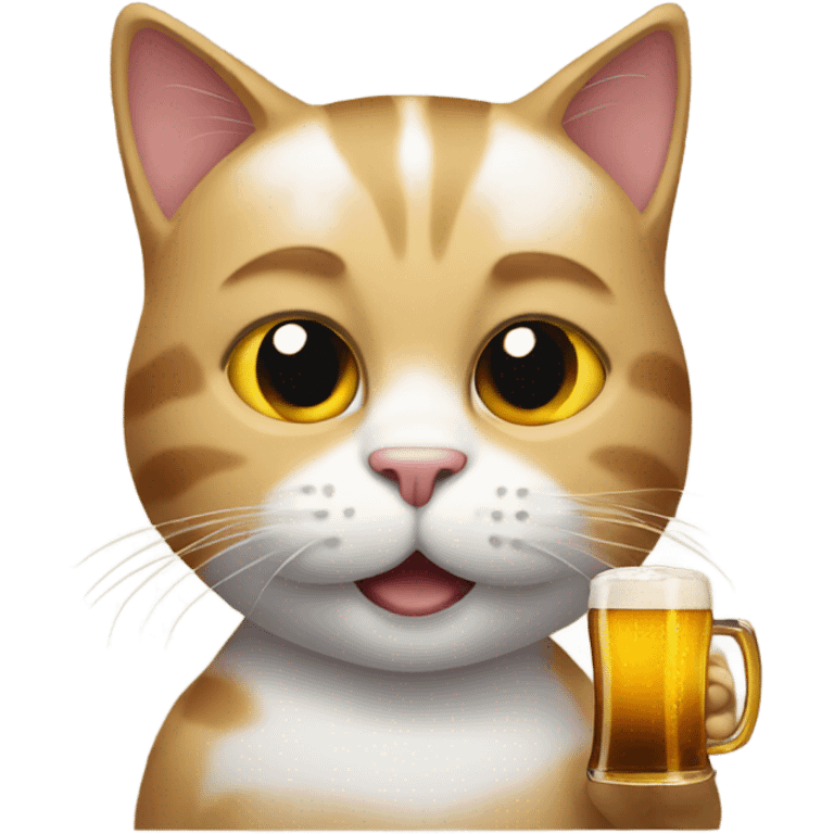 Cat holds a beer emoji