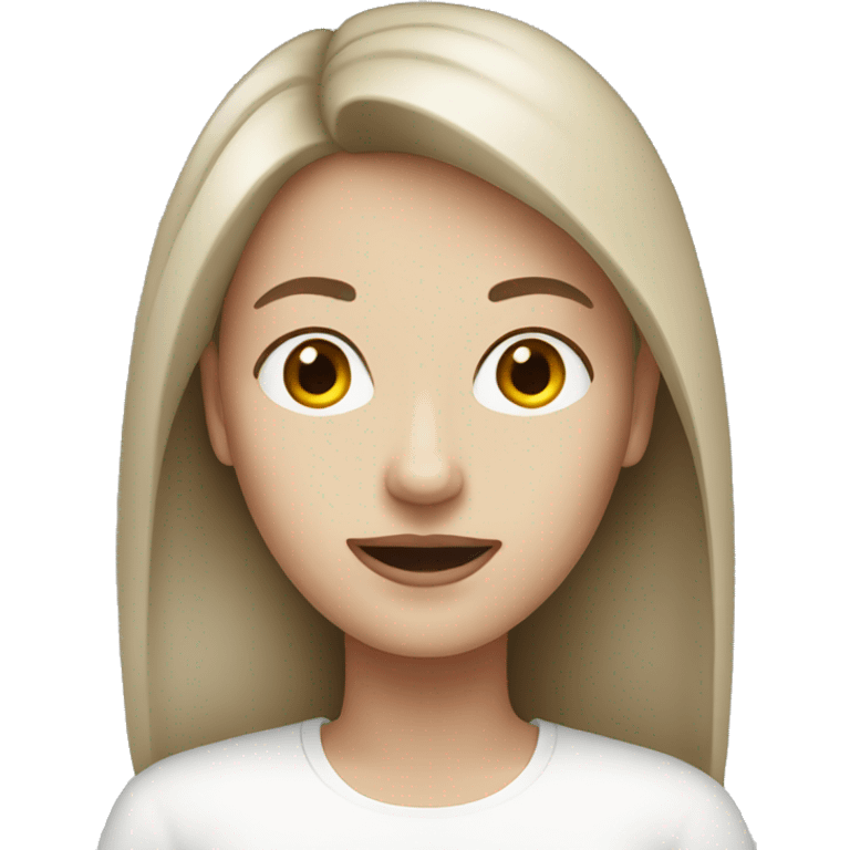 Pale brunette woman wearing white  emoji