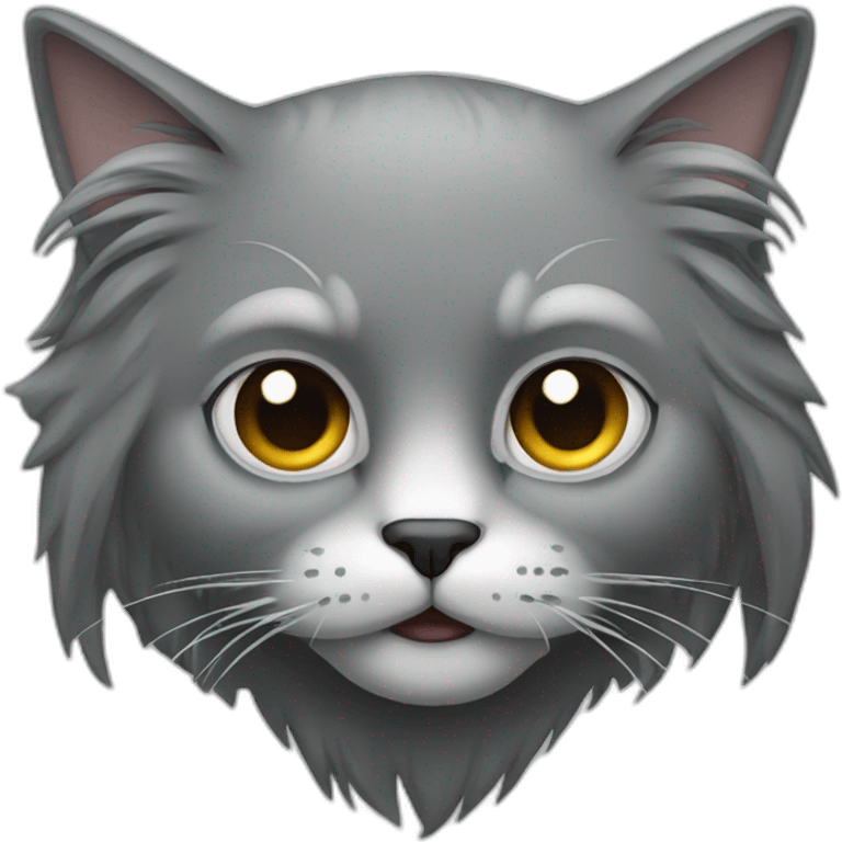 Grim Long Hair cat gray emoji