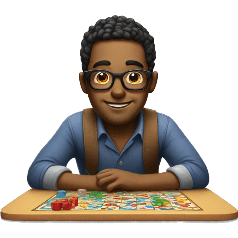 Nerdy guy playing board games emoji