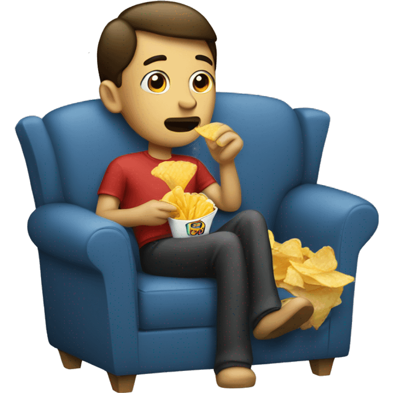 a person eating chips in his sofa emoji