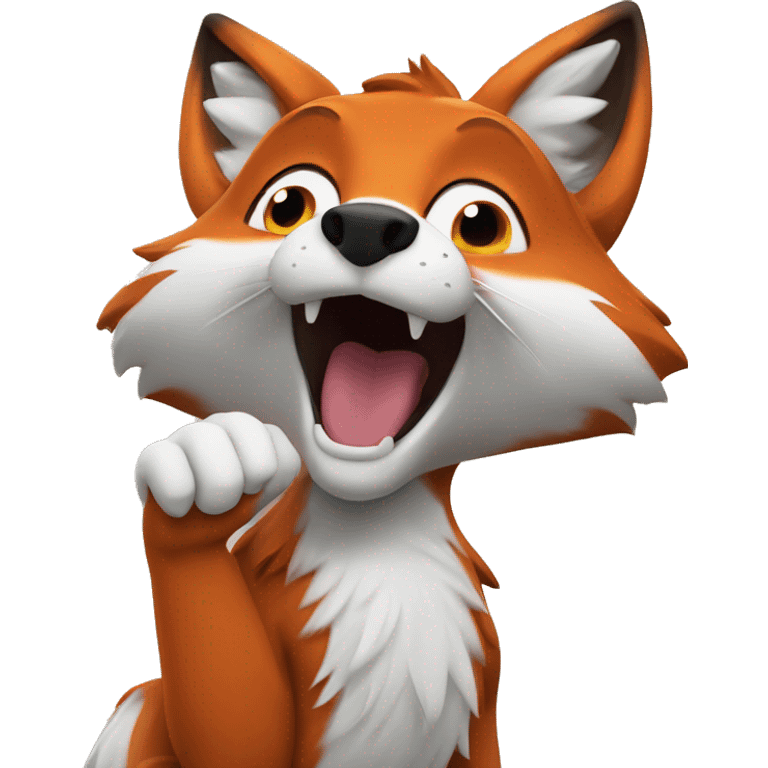 the fox waves its paw emoji