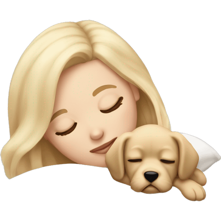 White girl blonde hair sleeping with puppy emoji