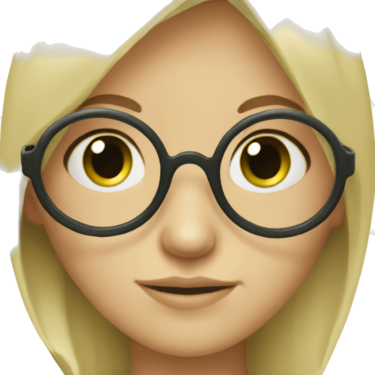 Blonde haired green eyed fair skinned girl with round glasses emoji