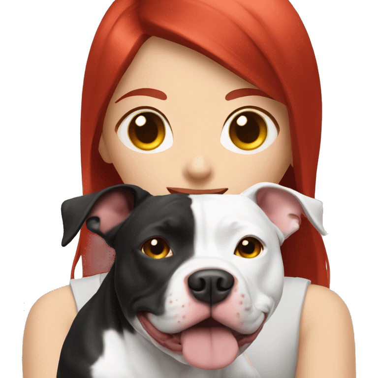 Black and white pitbull with red head girl owner emoji