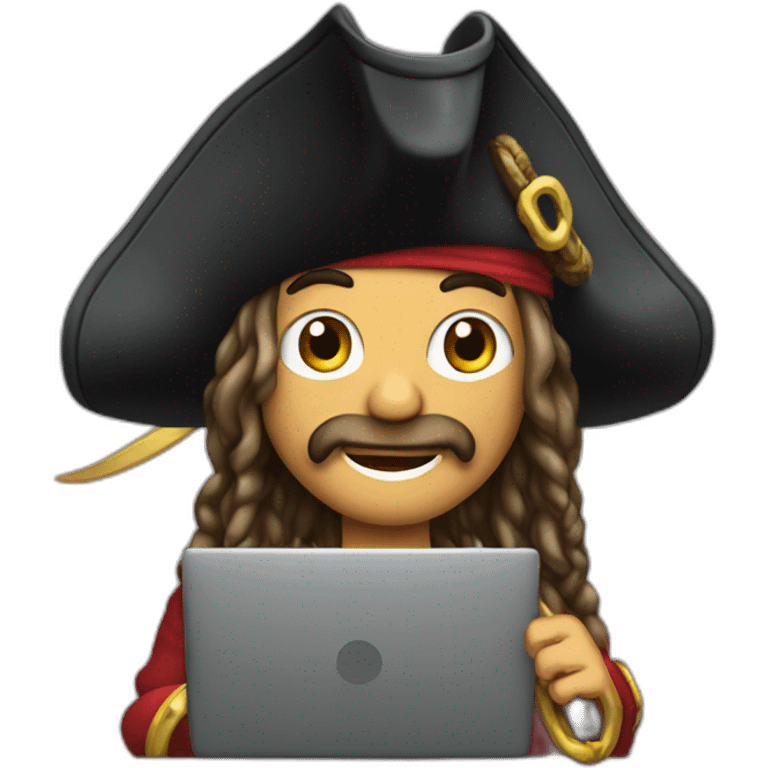 pirate progamming on laptop emoji