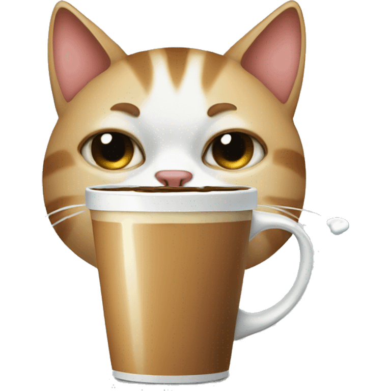 cat crying with tear and drinking coffee emoji