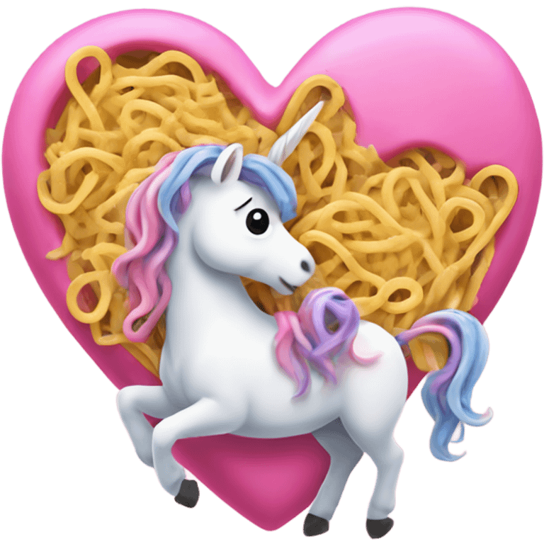 hearts and unicorns and noodles emoji