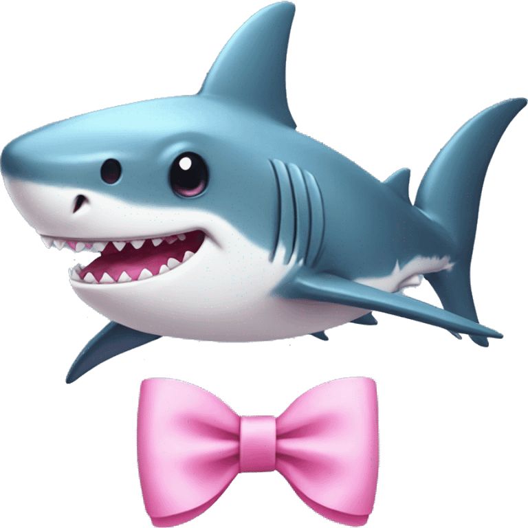 Shark with cute pink bow  emoji