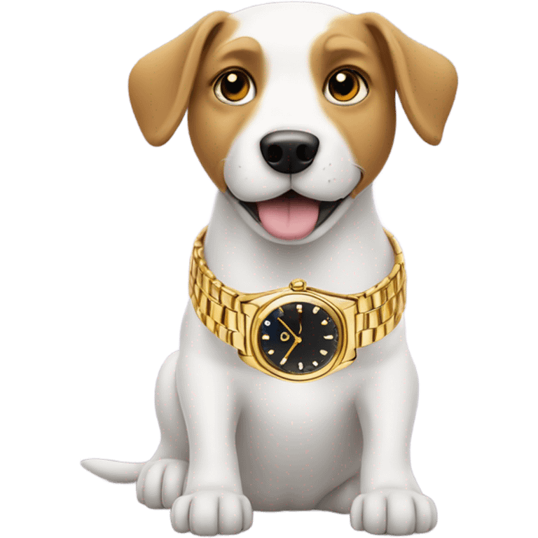 Dog wearing a gold watch emoji